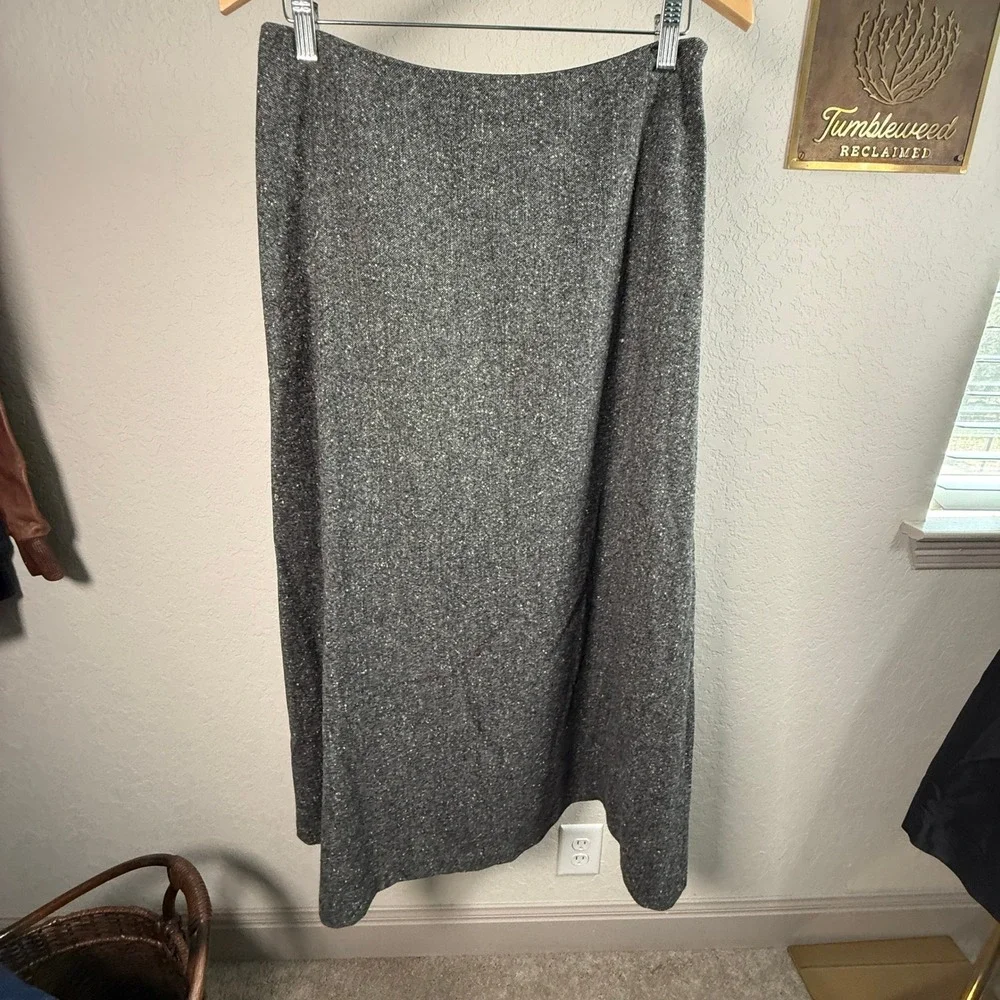 Lauren‎ Ralph Lauren Gray 100% Lambswool Tweed Maxi Skirt Womens 10